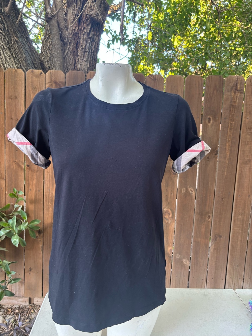 Burberry women's T-shirt size Medium, Damaged tee, Designer.